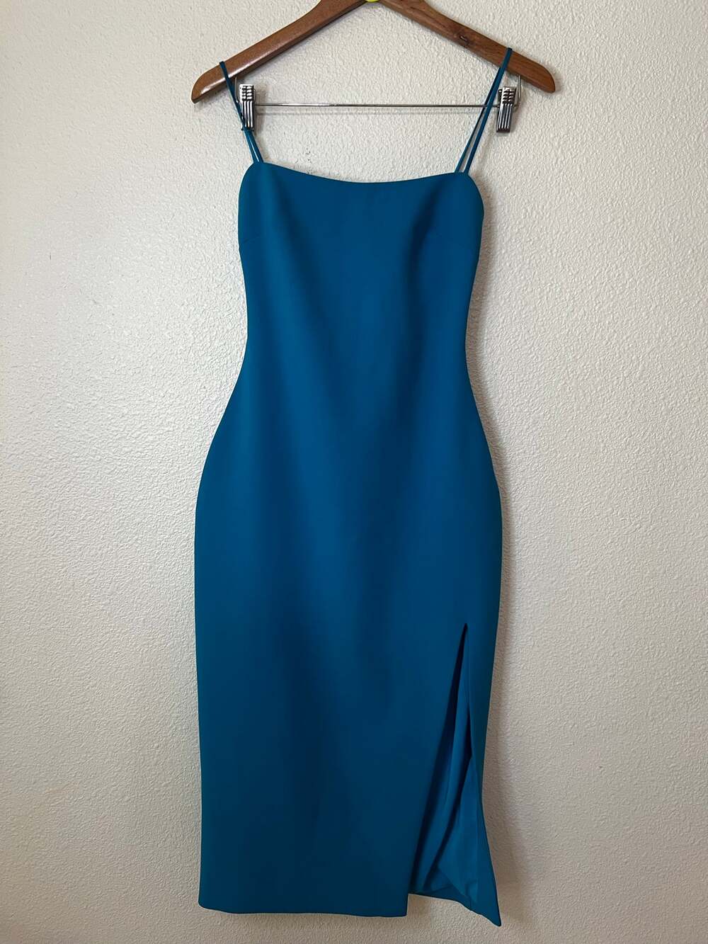 Cinq a Sept Blue Cairen Thigh slit bodycon midi dress WOMENS 0